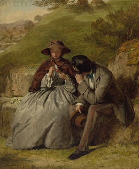 The Lovers, 1855, William Powell Frith, British, 1819-1909, England, Oil on board, 14 11/16 × 12 in. (38 × 31 cm)