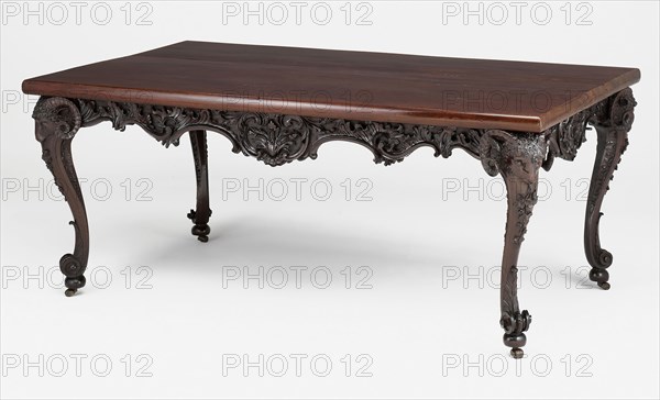 Center Table, c. 1755, England, Cuban mahogany and iron fittings, Open: 75 × 183 × 108 cm (29.5 × 72 × 42.5 in.)