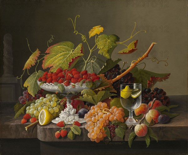 An Abundance of Fruit, c. 1860, Severin Roesen, American, born Germany, 1815/17–1872, Germany, Oil on canvas, 63.5 × 76.2 cm (25 × 30 in.)