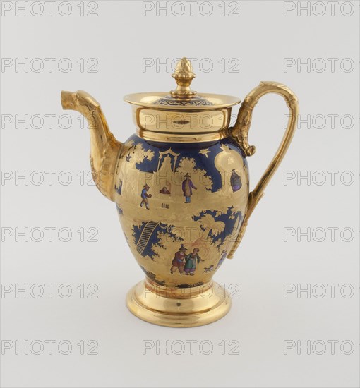 Teapot, c. 1820, Denuelle Porcelain Manufactory (French, 1818-1829), France, Paris, Paris, Hard-paste porcelain, polychrome enamels, and gilding, H. 21 cm (8 1/4 in.)