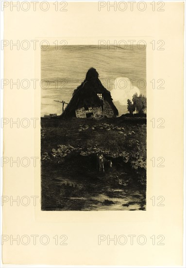 Moor Hut, 1895, Hans am Ende, German, 1864-1918, Germany, Etching on cream wove paper, 357 × 232 mm (plate), 508 × 351 mm (sheet)