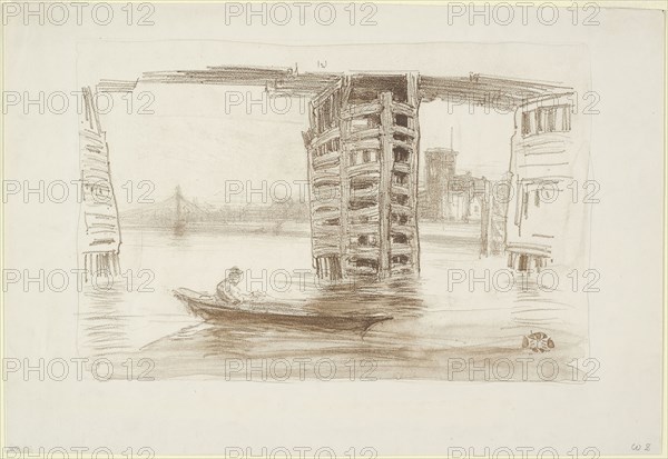 The Broad Bridge, 1878, James McNeill Whistler, American, 1834-1903, United States, Lithotint, in brown ink, with scraping, on ivory plate paper, 187 x 281 mm (image), 247 x 357 mm (sheet)