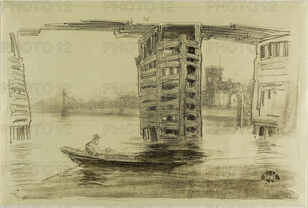 The Broad Bridge, 1878, James McNeill Whistler, American, 1834-1903, United States, Lithotint, in brown ink, with scraping, on tan laid paper, 187 x 281 mm (image), 195 x 291 mm (sheet)