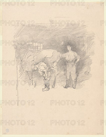 The Farriers, 1888, James McNeill Whistler, American, 1834-1903, United States, Transfer lithograph in black on cream Japanese paper, 200 x 178 mm (image), 289 x 222 mm (sheet)
