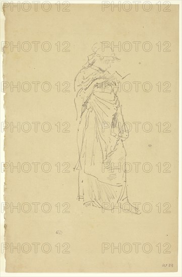 The Novel: Girl Reading, probably 1889, James McNeill Whistler, American, 1834-1903, United States, Transfer lithograph in black on tan laid paper, 199 x 79 mm (image), 310 x 203 mm (sheet), Staircase, 1891, James McNeill Whistler, American, 1834-1903, United States, Transfer lithograph in black on cream laid paper, 184 x 163 mm (image), 240 x 185 mm (sheet)