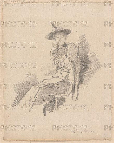 The Winged Hat, 1890, James McNeill Whistler, American, 1834-1903, United States, Transfer lithograph in black, with scraping, on cream laid paper, 179 x 174 mm (image), 260 x 207 mm (sheet)