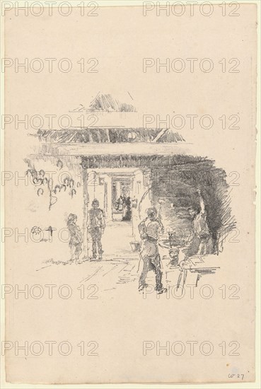 The Tyresmith, 1890, James McNeill Whistler, American, 1834-1903, United States, Transfer lithograph in black on cream laid paper, 170 x 175 mm (image), 307 x 206 mm (sheet)