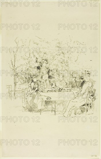 The Garden, 1891, James McNeill Whistler, American, 1834-1903, United States, Transfer lithograph in black on cream wove paper, 170 x 185 mm (image), 316 x 199 mm (sheet)