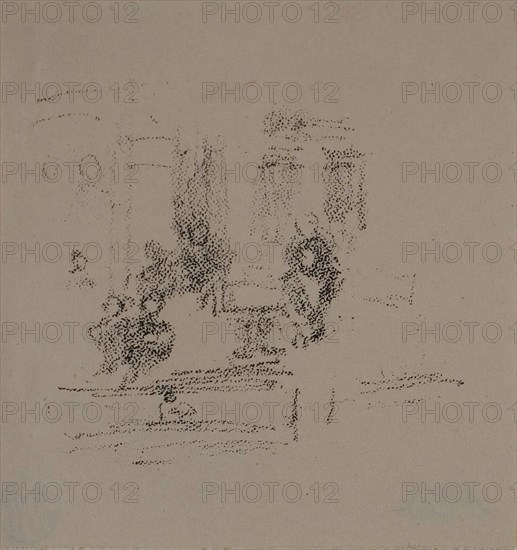An Interior, probably 1891, printed posthumously, James McNeill Whistler, American, 1834-1903, United States, Transfer lithograph in black on cream wove proofing paper, 44 x 49 mm (image), 63 x 61 mm (sheet)
