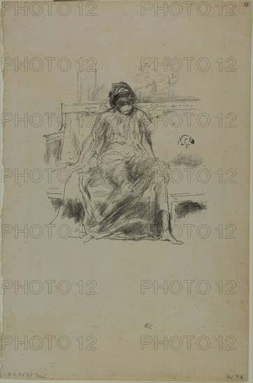 The Draped Figure, Seated, 1893, James McNeill Whistler, American, 1834-1903, United States, Transfer lithograph in black with stumping, on cream laid paper, 186 x 162 mm (image), 368 x 242 mm (sheet)