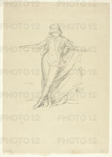 Little Draped Figure, Leaning, 1893, printed 1894, James McNeill Whistler, American, 1834-1903, United States, Transfer lithograph in black on cream laid Japanese vellum, 179 x 146 mm (image), 316 x 221 mm (sheet)