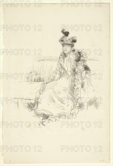 A Lady Seated, 1893, James McNeill Whistler, American, 1834-1903, United States, Lithograph, in black ink, with scraping and touches of brush and tusche, on cream laid paper, 193 x 172 mm (image), 307 x 207 mm (sheet)