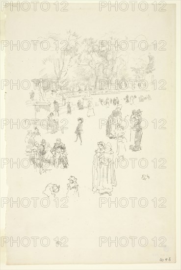 Nursemaids: Les Bonnes du Luxembourg, 1894, James McNeill Whistler, American, 1834-1903, United States, Transfer lithograph in black on cream laid paper, 202 x 158 mm (image), 310 x 203 mm (sheet)