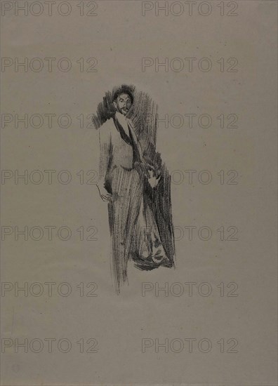 Count Robert de Montesquiou, No. 2, 1894, James McNeill Whistler, American, 1834-1903, United States, Transfer lithograph in black with scraping, on grayish ivory China paper, 227 x 96 mm (image), 356 x 265 mm (sheet)