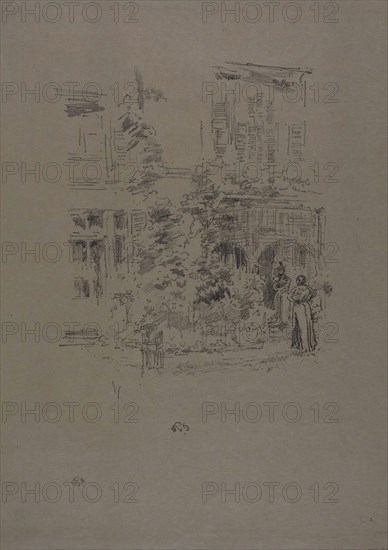 The Garden Porch, 1894, James McNeill Whistler, American, 1834-1903, United States, Transfer lithograph in black on cream laid Japanese vellum, 215 x 162 mm (image), 330 x 240 mm (sheet)