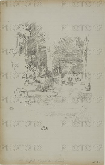 The Little Café au Bois, 1894, James McNeill Whistler, American, 1834-1903, United States, Transfer lithograph in black on ivory laid paper, 210 x 156 mm (image), 313 x 197 mm (sheet)