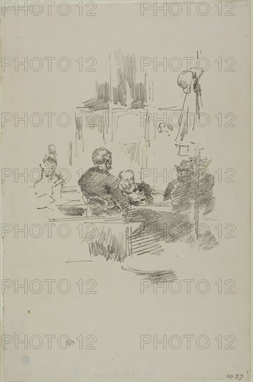 Late Picquet, 1894, James McNeill Whistler, American, 1834-1903, United States, Transfer lithograph in black on cream laid paper, 192 x 155 mm (image), 309 x 204 mm (sheet)