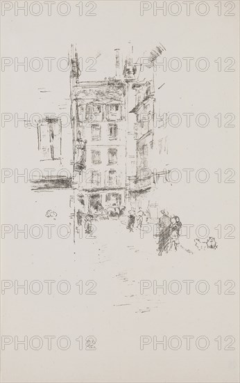 Rue Furstenburg, 1894, James McNeill Whistler, American, 1834-1903, United States, Transfer lithograph in black on ivory laid paper, 225 x 159 mm (image), 323 x 202 mm (sheet), The Blacksmith, 1895/96, James McNeill Whistler, American, 1834-1903, United States, Transfer lithograph in black with stumping, on cream laid paper, 212 x 155 mm (image), 212 x 160 mm (image, with registration marks), 332 x 214 mm (sheet)