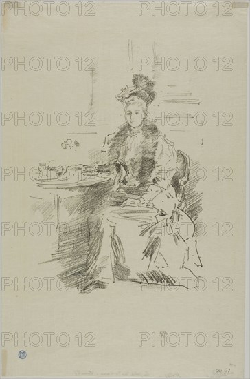 La Jolie New Yorkaise, 1894, James McNeill Whistler, American, 1834-1903, United States, Transfer lithograph in black on cream Japanese paper, 226 x 157 mm (image), 334 x 219 mm (sheet)