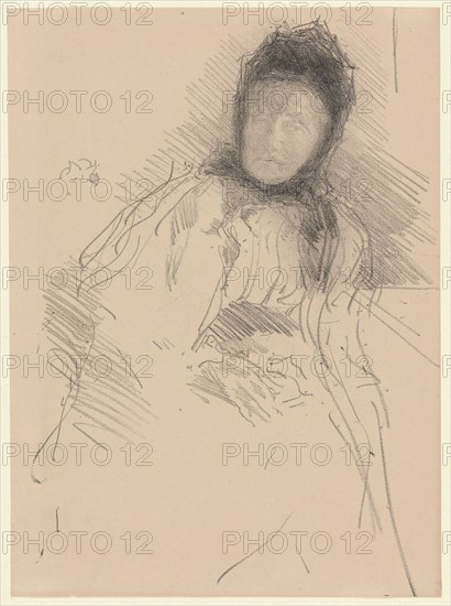 Unfinished Sketch of Lady Haden, 1895, James McNeill Whistler, American, 1834-1903, United States, Lithograph in black ink, with scraping, on cream laid paper, 300 x 200 mm (image), 2,884 x 209 mm (sheet)