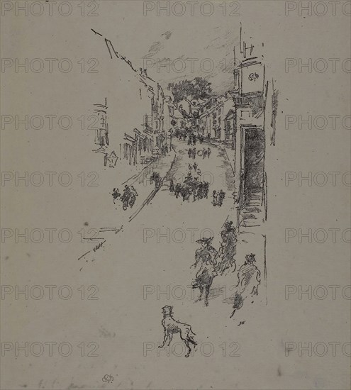 Sunday, Lyme Regis, 1895, James McNeill Whistler, American, 1834-1903, United States, Transfer lithograph in black on cream wove paper, 196 x 122 mm (image), 240 x 209 mm (sheet)