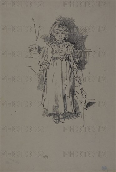 Little Evelyn, 1896, James McNeill Whistler, American, 1834-1903, United States, Transfer lithograph in black on cream laid paper, 174 x 115 mm (image), 290 x 195 mm (sheet)