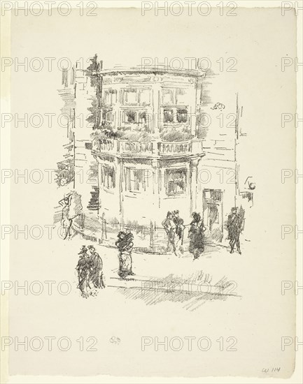 The Manager’s Window, Gaiety Theatre, 1896, James McNeill Whistler, American, 1834-1903, United States, Transfer lithograph in black on ivory laid paper, 173 x 136 mm (image), 250 x 193 mm (sheet)