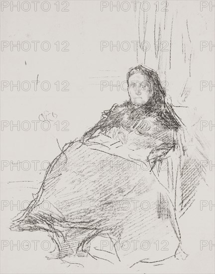 Portrait Study: Mrs. Philip, No. 2, 1897, James McNeill Whistler, American, 1834-1903, United States, Transfer lithograph in black on ivory plate paper, 191 x 141 mm (image), 191 x 152 mm (sheet)
