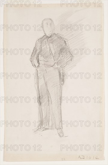 Study: Portrait of Thomas Way, 1896, James McNeill Whistler, American, 1834-1903, United States, Graphite on ivory wove paper, 201 x 128 mm