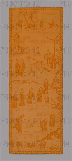 Panel (Furnishing Fabric), 18th century, Qing dynasty (1644–1911), China, Silk, satin weave with supplementary pile warps forming cut and uncut solid velvet, 171.5 × 63.5 cm (67 1/2 × 25 in.)