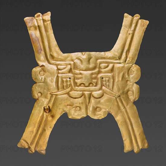 Gold Pectoral with Zoomorphic Face, c. 500 B.C., Chavín, North coast, Peru, North Coast, Gold, 27.9 × 25.4 cm (11 × 10 in.)