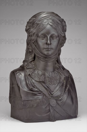 Bust of Queen Luise of Prussia, modeled 1799, cast 1819/21, Johann Gottfried Schadow, German, 1764-1850, Foundry: Werner in Berlin, 1794/95-1842, Germany, Bronze with black patina, 57 × 36 × 24 cm (22 7/16 × 14 3/16 × 9 7/16 in.)