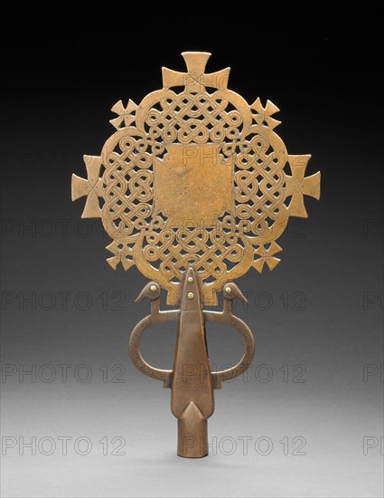 Cross, Mid–/late 15th century, Central Ethiopia, Eastern and Southern Africa, Ethiopia, Copper, bronze, and brass, 36.9 × 22.9 cm (14 1/2 × 9 in.)