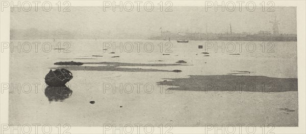 Low Water on Breydon, 1887, Peter Henry Emerson, English, born Cuba, 1856–1936, England, Photoetching, pl. II from the album "Wild Life on a Tidal Water: The Adventures of a House-Boat and Her Crew" (1890), edition 270/50, 6.9 × 17.7 cm (image), 24.5 × 30 cm (paper)