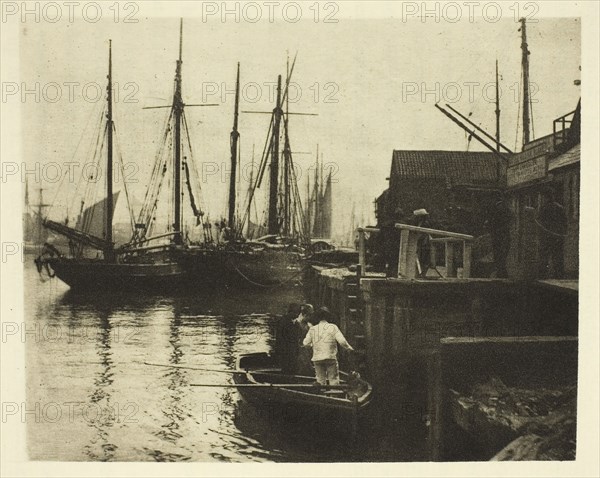 The Ferry, 1887, Peter Henry Emerson, English, born Cuba, 1856–1936, England, Photoetching, pl. XXV from the album "Wild Life on a Tidal Water: The Adventures of a House-Boat and Her Crew" (1890), edition 270/500, 10 × 12.4 cm (image), 25.1 × 30 cm (paper)