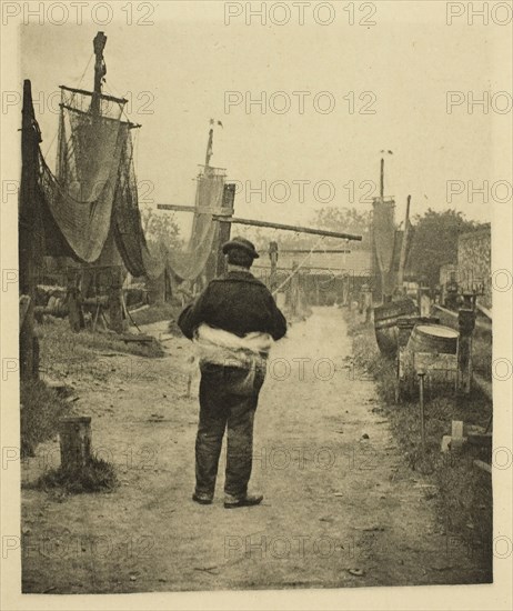 A Rope Walk, 1887, Peter Henry Emerson, English, born Cuba, 1856–1936, England, Photoetching, pl. XXVIII from the album "Wild Life on a Tidal Water: The Adventures of a House-Boat and Her Crew" (1890), edition 270/500, 11.7 × 9.8 cm (image), 29.9 × 24.9 cm (paper)