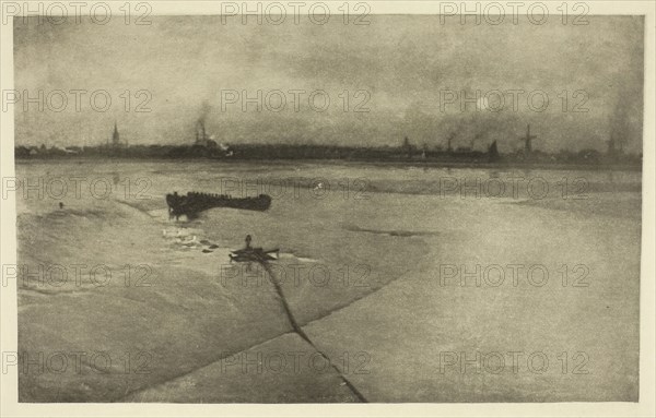 The Last of the Ebb-Great Yarmouth from Breydon, 1887, Peter Henry Emerson, English, born Cuba, 1856–1936, England, Photoetching, pl. XXX from the album "Wild Life on a Tidal Water: The Adventures of a House-Boat and Her Crew" (1890), edition 270/500, 11.5 × 18.6 cm (image), 24.9 × 30 cm (paper)