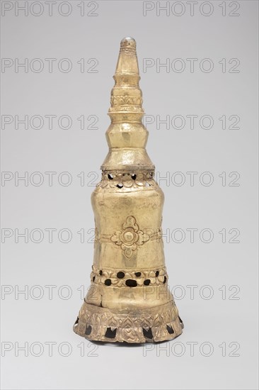 Stupa Reliquary, 9th/10th century, Burma (now Myanmar) or Thailand, Burma, Gold repoussé, 30.2 × 11.2 × 11.2 cm (11 7/8 × 4 3/8 × 4 3/8 in.)