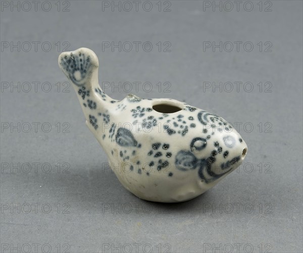 Miniature Water Dropper in the Shape of a Blowfish, Late 15th/early 16th century, Vietnam, near Hoi An, Offshore, Vietnam, Glazed stoneware with cobalt-blue underglaze, 5.5 × 8.3 × 3.8 cm (2 1/8 × 3 1/4 × 1 1/2 in.)