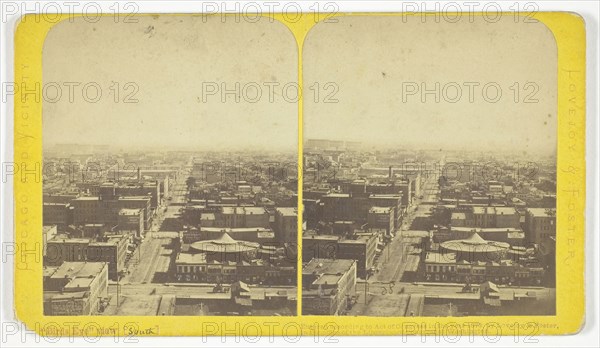 Bird’s Eye View (South), 1873, Lovejoy & Foster, American, active 1870s, United States, Toned gelatin silver print, stereo, from the series "Chicago and Vicinity