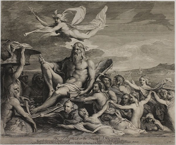 The Thames, or The Triumph of Navigation, 1791, published 1792, James Barry, Irish, 1741-1806, Ireland, Etching with engraving on cream laid paper, 147 x 505 mm