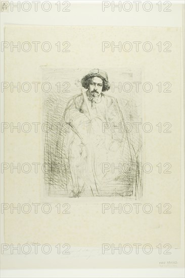 J. Becquet, Sculptor, 1859, James McNeill Whistler, American, 1834-1903, United States, Etching and drypoint with foul biting in black ink on cream Japanese paper, 255 x 193 mm (plate), 409 x 325 mm (sheet)