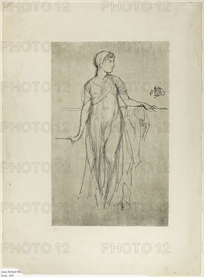 Study, 1879, James McNeill Whistler, American, 1834-1903, United States, Lithograph from a prepared half-tint ground, in black ink, with scraping, on grayish ivory wove proofing paper, 260 x 165 mm (image), 382 x 281 mm (sheet)
