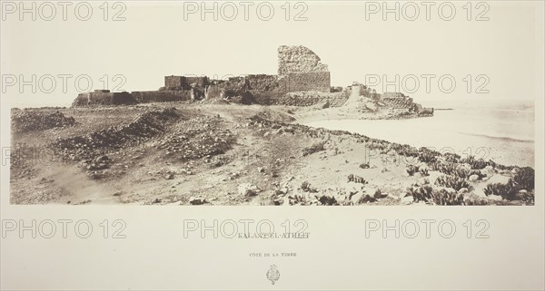 Kalatt-El-Athlit, Côté de la Terre, c. 1860, Louis De Clercq, French, 1836–1901, France, Albumen print, 20.8 × 55.4 cm (image/paper), 45.2 × 60.9 cm (mount)