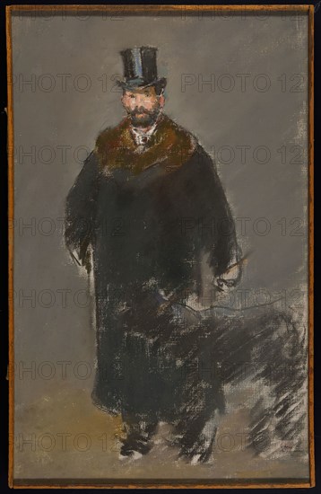 The Man with the Dog, c. 1882, Édouard Manet, French, 1832-1883, France, Pastel on canvas, prepared with a gray gouache ground, 550 × 350 mm