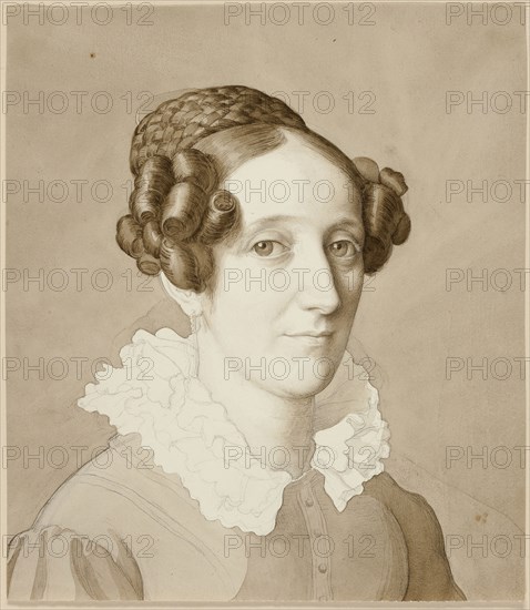 Portrait of a Woman, 1821, Julius Schnorr von Carolsfeld, German, 1794-1872, Germany, Brush and brown wash and pen and brown ink, with graphite on ivory wove paper, 227 × 200 mm