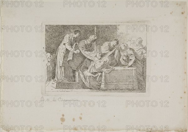 Circumcision, 1763/64, Jean Honoré Fragonard (French, 1732-1806), after Jacopo Robusti, called Tintoretto (Italian, 1519-1594), France, Etching on off-white laid paper, 185 × 129 mm (image), 95 × 140 mm (plate), 167 × 235 mm (sheet)
