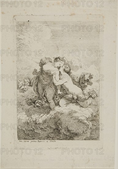 Two Female Figures on a Cloud, 1763/64, Jean Honoré Fragonard (French, 1732-1806), after Pietro Liberi (Italian, 1614-1687), France, Etching on ivory laid paper, 151 × 106 mm (image), 172 × 114 mm (plate), 213 × 147 mm (sheet)