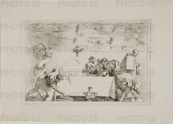 The Disciples at Emmaus, 1763/64, Jean Honoré Fragonard (French, 1732-1806), after Sebastiano Ricci (Italian, 1659-1734), France, Etching on cream laid paper, 90 × 138 mm (image), 95 × 146 mm (plate), 140 × 194 mm (sheet)