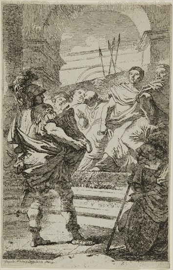 Fabius Maximus Before the Carthaginensis Senate, 1763/64, Jean Honoré Fragonard (French, 1732-1806), after Giovanni Battista Tiepolo (Italian, 1696-1770), France, Etching on cream laid paper, 152 × 100 mm (image), 158 × 102 mm (sheet), cut within platemark